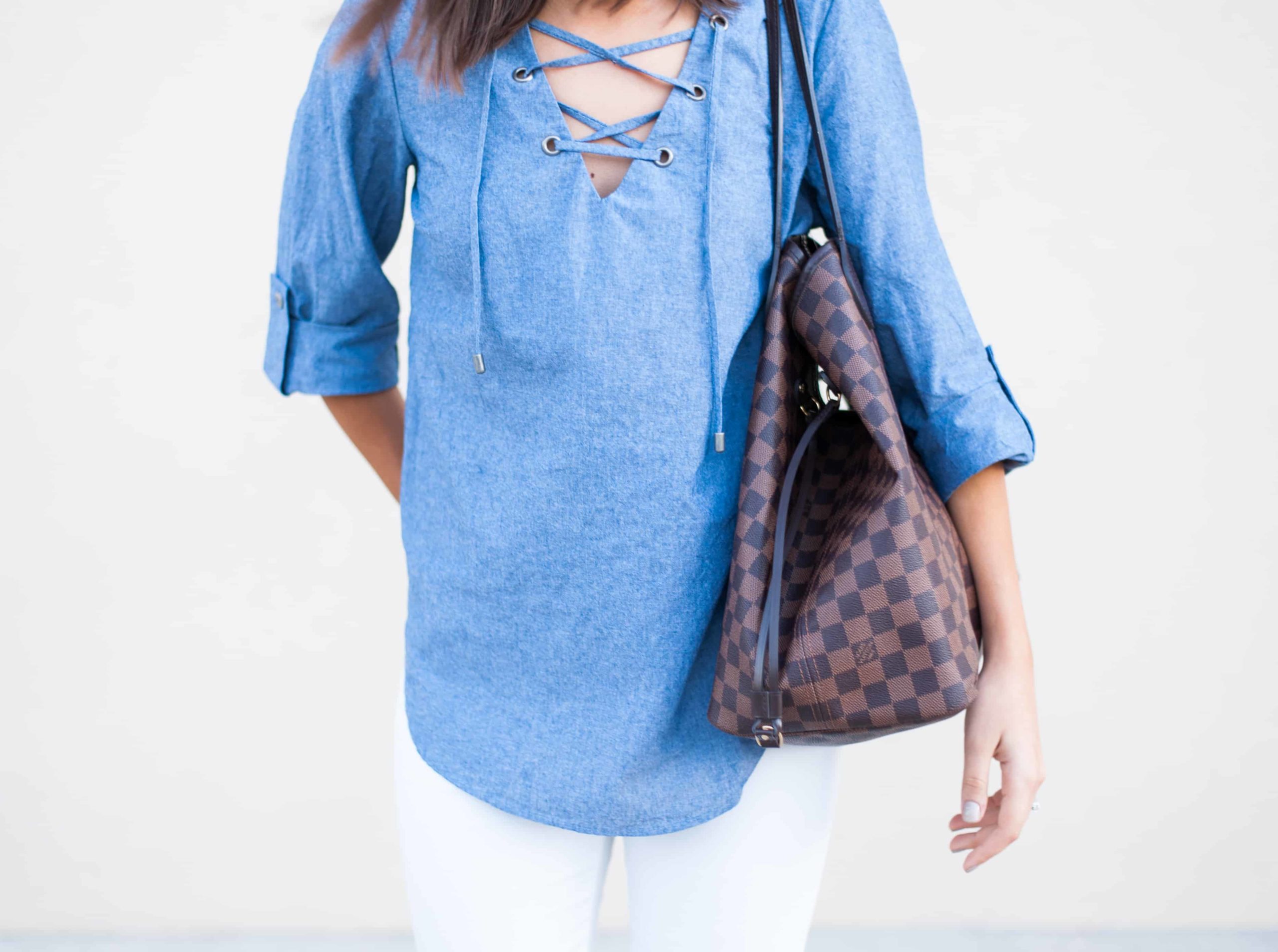 Dress Up Buttercup | Houston Fashion Blog - Dede Raad | Karen Kane Tied Up Chambray