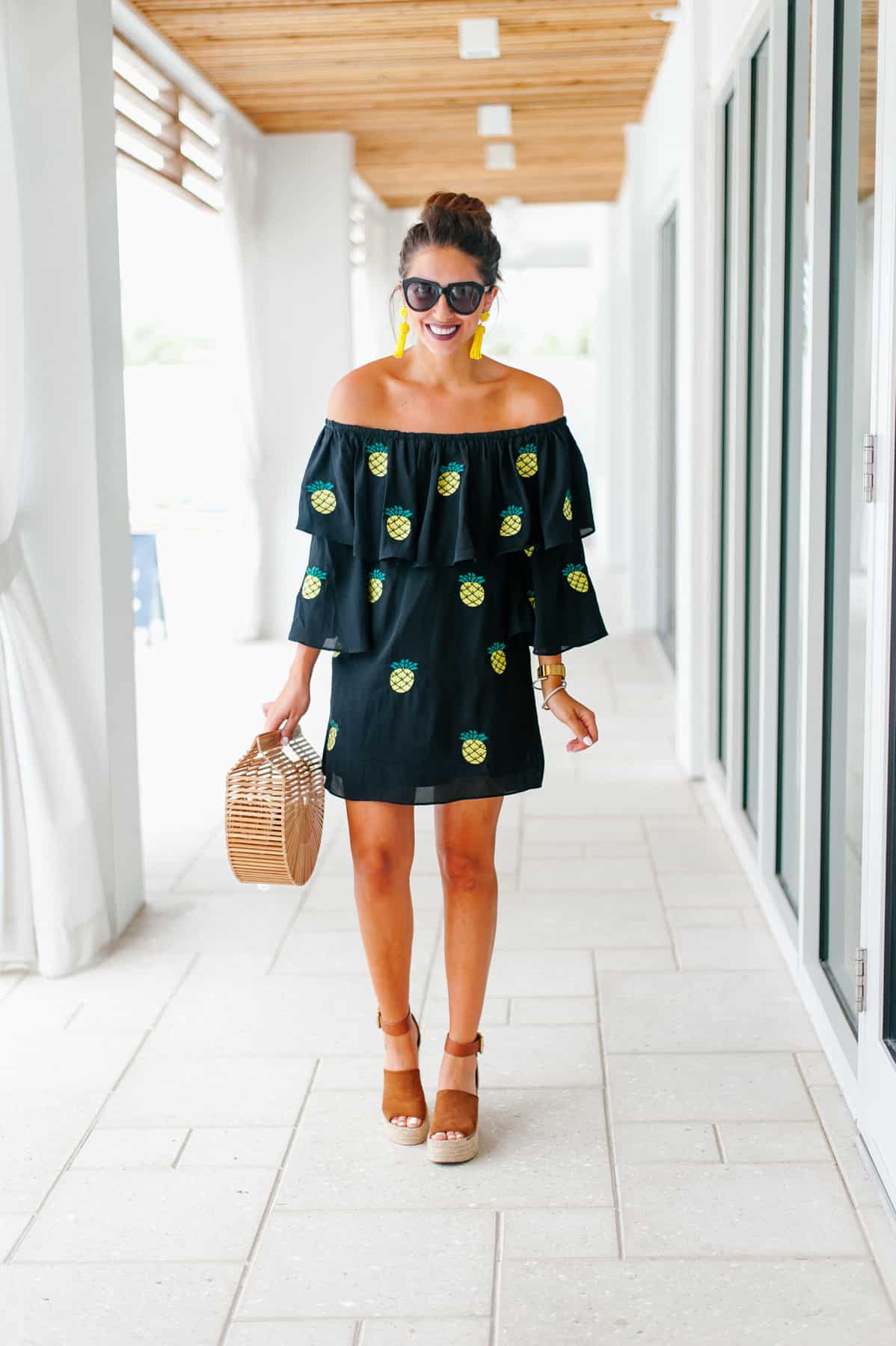 Dress Up Buttercup pineapple dress on vacation