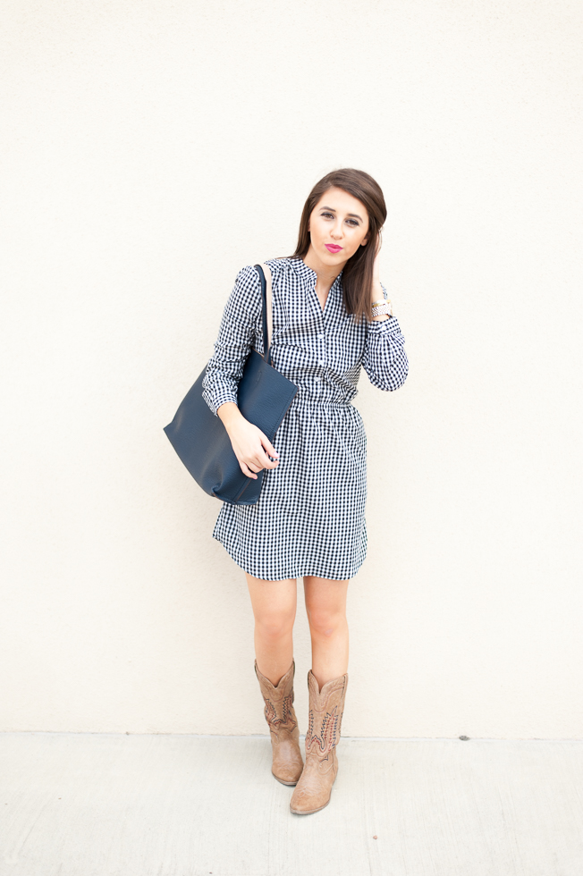 Dress Up Buttercup | Houston Fashion Blog - Dede Raad | Charles Henry Gingham Woven Shirtdress
