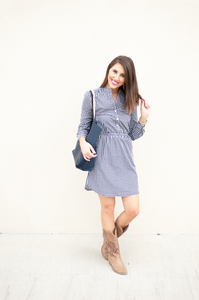Dress Up Buttercup | Houston Fashion Blog - Dede Raad | Charles Henry Gingham Woven Shirtdress