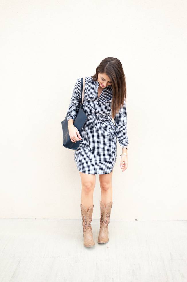 Dress Up Buttercup | Houston Fashion Blog - Dede Raad | Charles Henry Gingham Woven Shirtdress