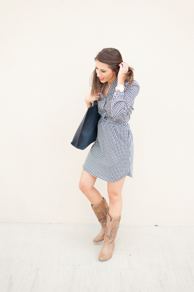 Dress Up Buttercup | Houston Fashion Blog - Dede Raad | Charles Henry Gingham Woven Shirtdress