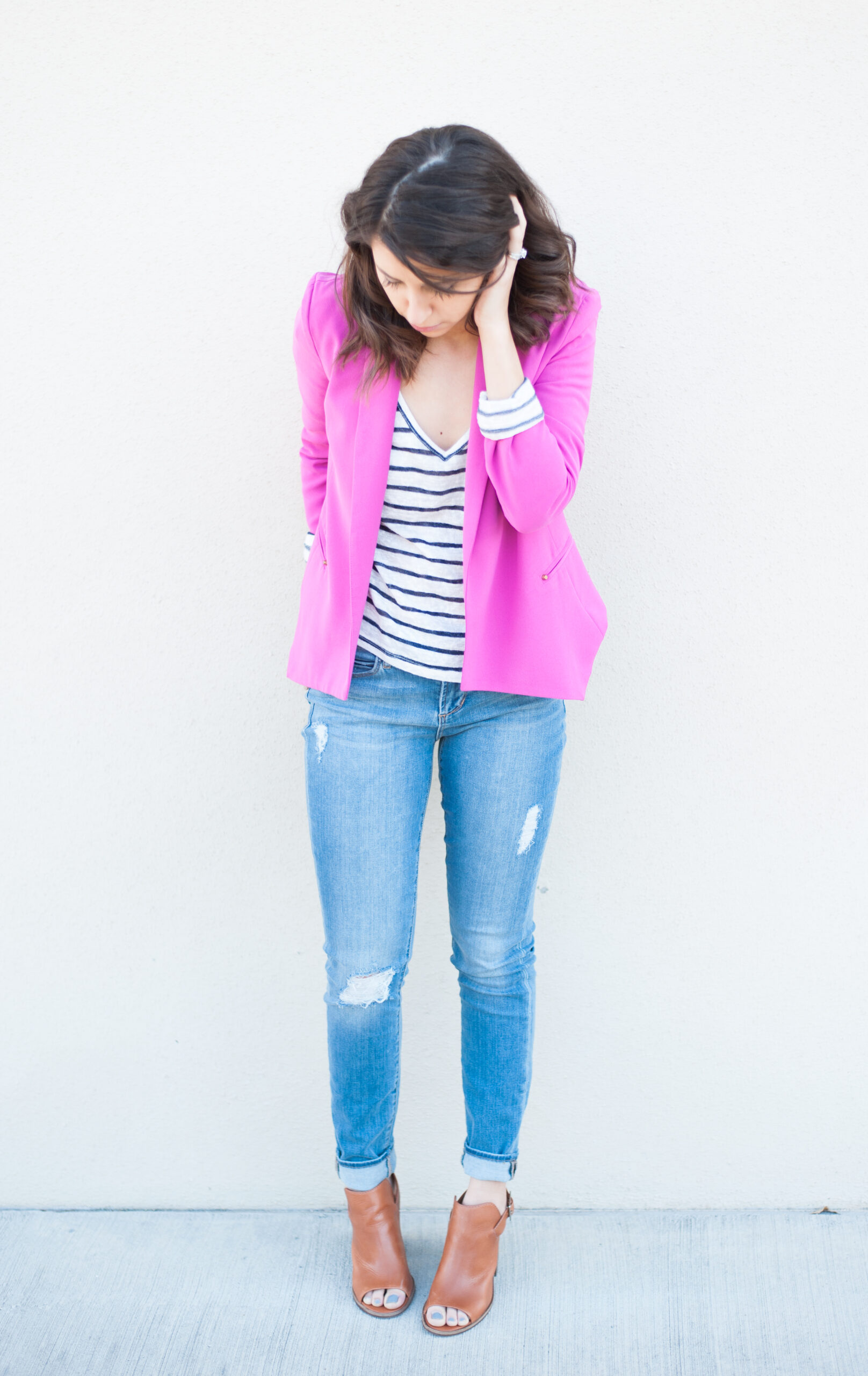 Dress Up Buttercup | Houston Fashion Blog - Dede Raad Pink Blazer Casual Look